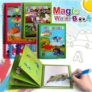 Kidzooworld Magic water book with magic doodly pen for kids, Reusable magic water colouring book for children, quick dry technology for endless writing and drawing (Set of 2 )